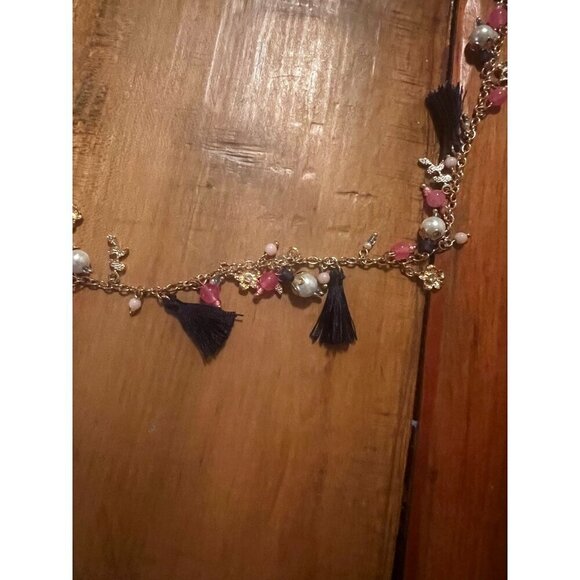 Crown & Ivy Tropic Isle Necklace With Tassels, Beads and Faux Pearls - NEW - Picture 2 of 5